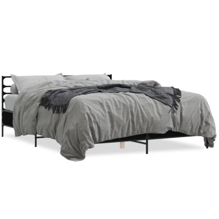 vidaXL Estructura de cama madera de ingeniería y metal negro 150x200cm