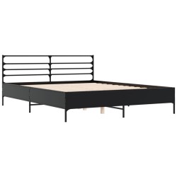 vidaXL Estructura de cama madera de ingeniería y metal negro 150x200cm