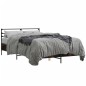 vidaXL Estructura cama madera ingeniería metal roble ahumado 140x190cm vidaXL Estructura cama madera ingeniería metal roble ahumado 140x190cm