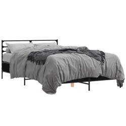 vidaXL Estructura de cama madera de ingeniería y metal negro 135x190cm