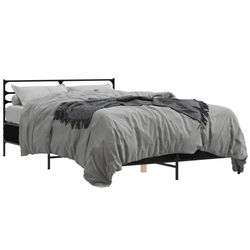 vidaXL Estructura de cama madera de ingeniería y metal negro 135x190cm