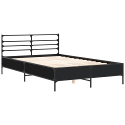 vidaXL Estructura de cama madera de ingeniería y metal negro 135x190cm