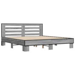 vidaXL Estructura cama madera ingeniería metal gris Sonoma 200x200 cm