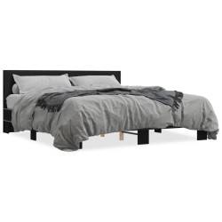 vidaXL Estructura de cama madera de ingeniería y metal negro 180x200cm