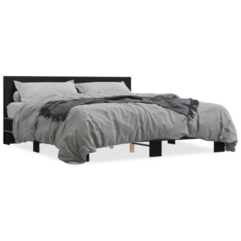 vidaXL Estructura de cama madera de ingeniería y metal negro 180x200cm vidaXL Estructura de cama madera de ingeniería y metal negro 180x200cm