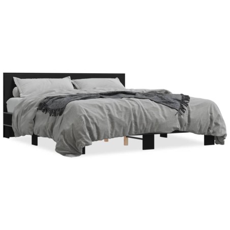 vidaXL Estructura de cama madera de ingeniería y metal negro 180x200cm