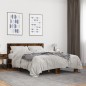 vidaXL Estructura cama madera ingeniería metal roble ahumado 120x200cm vidaXL Estructura cama madera ingeniería metal roble ahumado 120x200cm