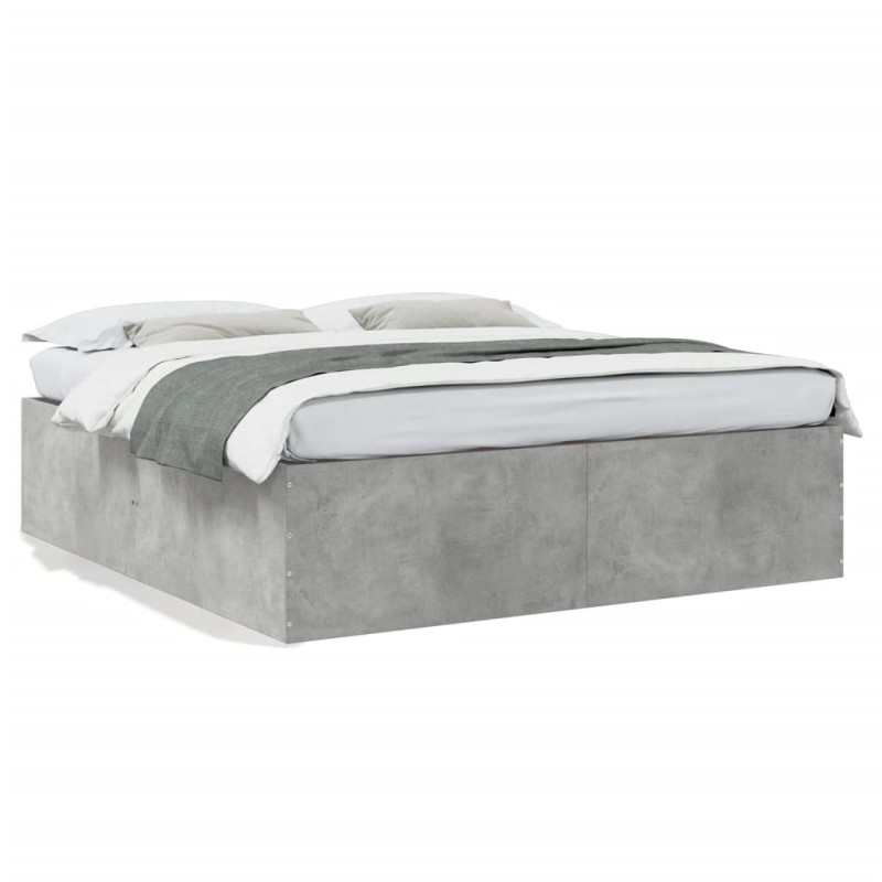 vidaXL Estructura de cama madera de ingeniería gris hormigón 200x200cm