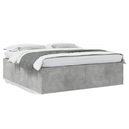 vidaXL Estructura de cama madera de ingeniería gris hormigón 200x200cm