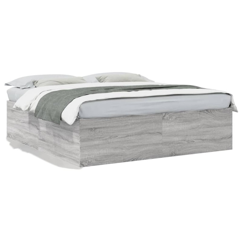 vidaXL Estructura de cama madera de ingeniería gris Sonoma 200x200 cm