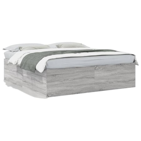 vidaXL Estructura de cama madera de ingeniería gris Sonoma 200x200 cm