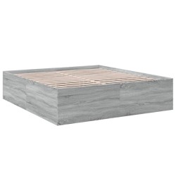 vidaXL Estructura de cama madera de ingeniería gris Sonoma 200x200 cm