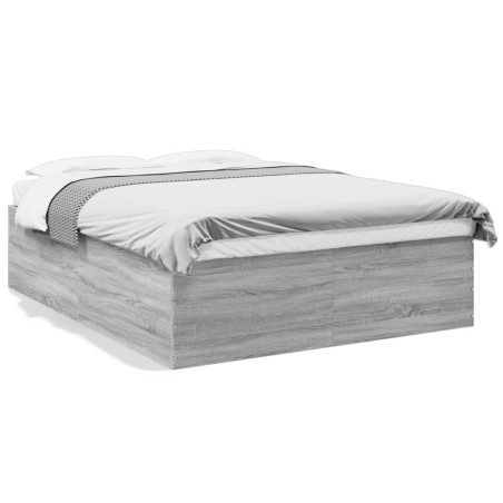 vidaXL Estructura de cama madera de ingeniería gris Sonoma 160x200 cm