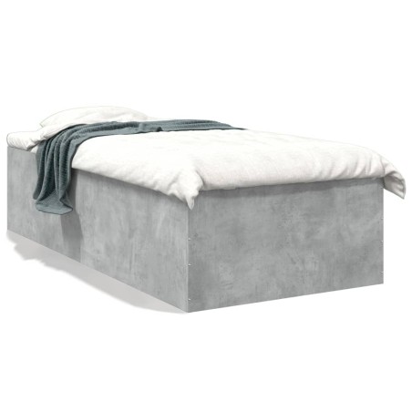 vidaXL Estructura de cama madera de ingeniería gris hormigón 100x200cm