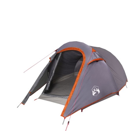 vidaXL Tienda de campaña túnel 3 personas impermeable gris y naranja