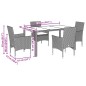 vidaXL Set comedor jardín 5 pzas y cojines ratán sintético vidrio gris