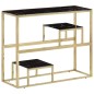 vidaXL Mesa consola acero inoxidable dorado y vidrio templado vidaXL Mesa consola acero inoxidable dorado y vidrio templado