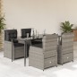 vidaXL Set comedor de jardín 5 pzas cojines ratán sintético gris claro vidaXL Set comedor de jardín 5 pzas cojines ratán sintético gris claro