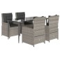 vidaXL Set comedor de jardín 5 pzas cojines ratán sintético gris claro vidaXL Set comedor de jardín 5 pzas cojines ratán sintético gris claro