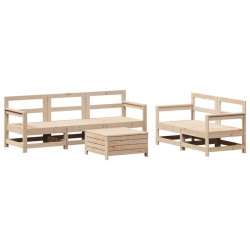 vidaXL Juego de sofás de jardín 6 piezas madera maciza de pino
