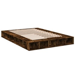 vidaXL Estructura de cama madera de ingeniería roble ahumado 140x200cm
