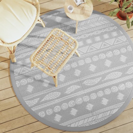 vidaXL Alfombra de exterior PP gris Ø160 cm