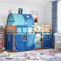 vidaXL Litera con cortinas madera maciza de pino azul 90x190 cm vidaXL Litera con cortinas madera maciza de pino azul 90x190 cm