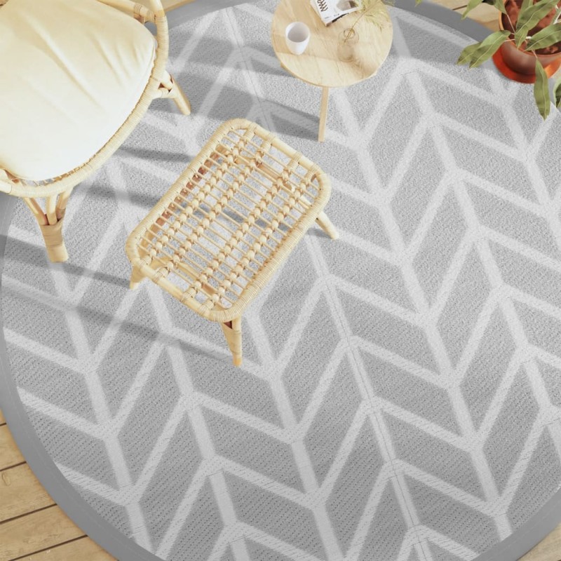 vidaXL Alfombra de exterior PP gris Ø200 cm vidaXL Alfombra de exterior PP gris Ø200 cm