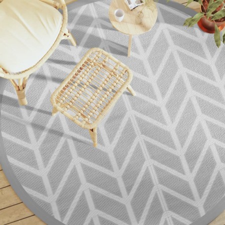 vidaXL Alfombra de exterior PP gris Ø200 cm