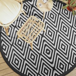vidaXL Alfombra de exterior PP blanco y negro Ø200 cm