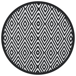 vidaXL Alfombra de exterior PP blanco y negro Ø200 cm