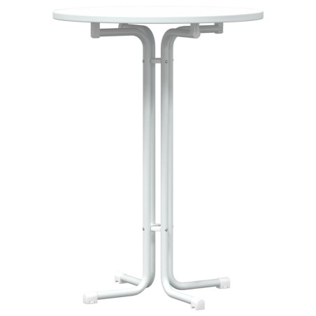 vidaXL Mesa alta de comedor madera ingeniería y acero blanco Ø80x110cm