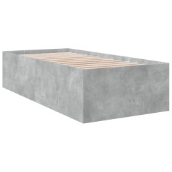 vidaXL Estructura de cama madera de ingeniería gris hormigón 75x190 cm