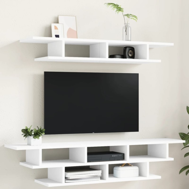 vidaXL Muebles de TV de pared madera de ingeniería blanco vidaXL Muebles de TV de pared madera de ingeniería blanco