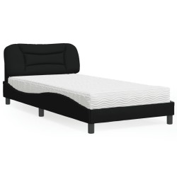 vidaXL Cama con colchón tela negro 100x200 cm