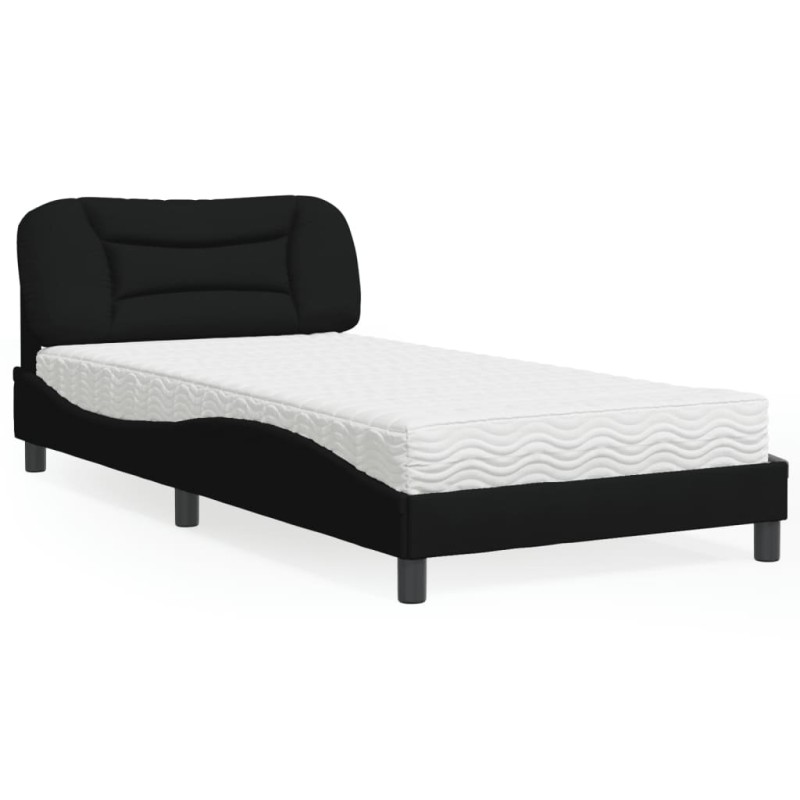vidaXL Cama con colchón tela negro 100x200 cm vidaXL Cama con colchón tela negro 100x200 cm