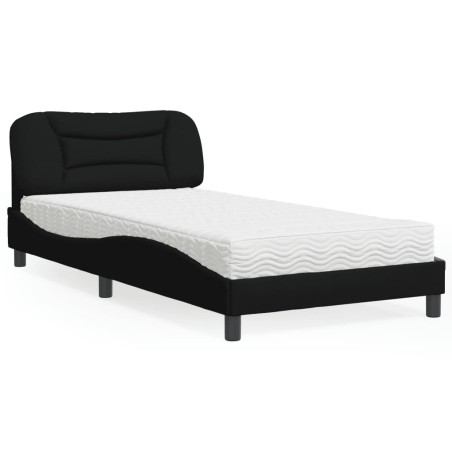 vidaXL Cama con colchón tela negro 100x200 cm
