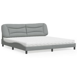 vidaXL Cama con colchón tela gris claro 200x200 cm