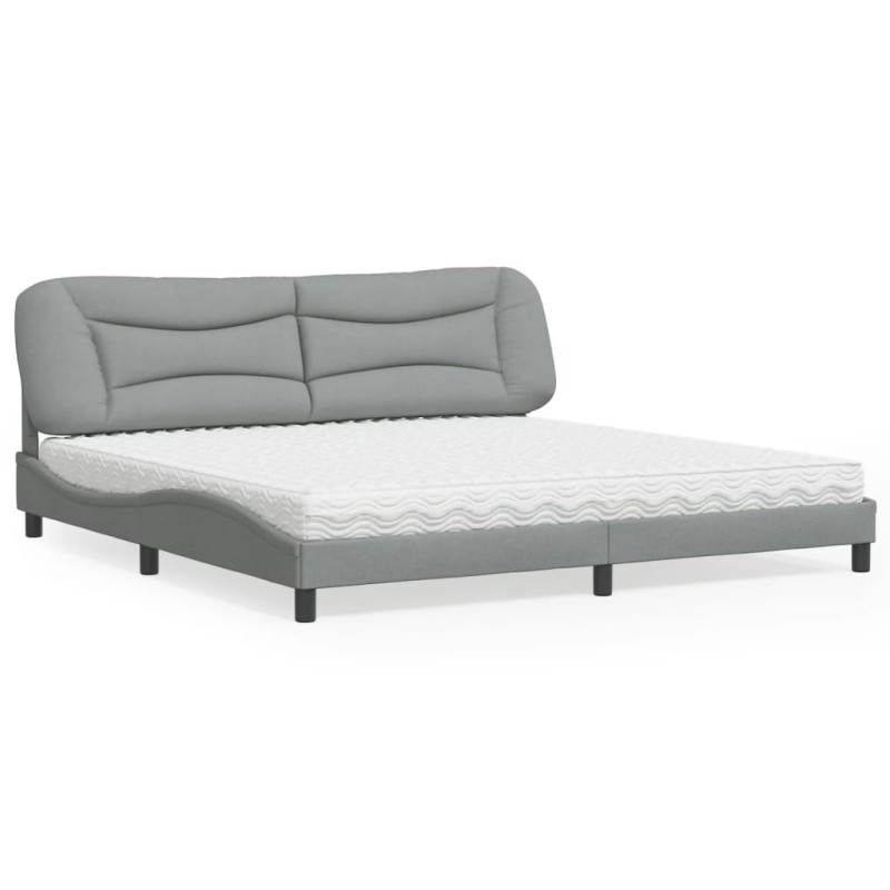 vidaXL Cama con colchón tela gris claro 200x200 cm vidaXL Cama con colchón tela gris claro 200x200 cm