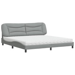 vidaXL Cama con colchón tela gris claro 200x200 cm