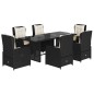 vidaXL Set de comedor de jardín 7 pzas y cojines ratán sintético negro vidaXL Set de comedor de jardín 7 pzas y cojines ratán sintético negro