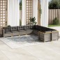 vidaXL Set de sofás de jardín 10 pzas con cojines ratán sintético gris vidaXL Set de sofás de jardín 10 pzas con cojines ratán sintético gris
