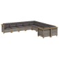 vidaXL Set de sofás de jardín 10 pzas con cojines ratán sintético gris vidaXL Set de sofás de jardín 10 pzas con cojines ratán sintético gris