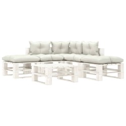 vidaXL Set muebles de palets para jardín 6 pzas madera cojines beige