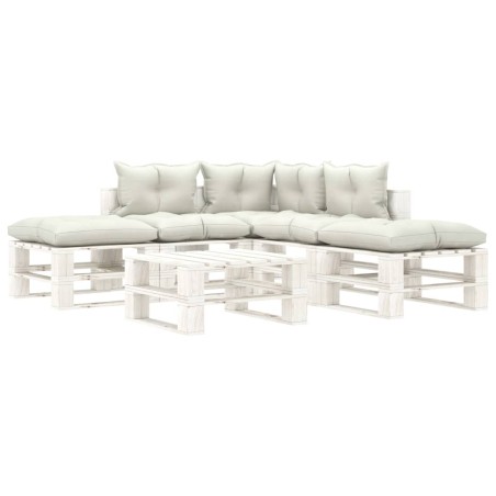 vidaXL Set muebles de palets para jardín 6 pzas madera cojines beige