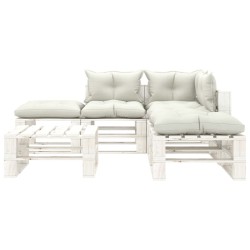 vidaXL Set muebles de palets para jardín 6 pzas madera cojines beige