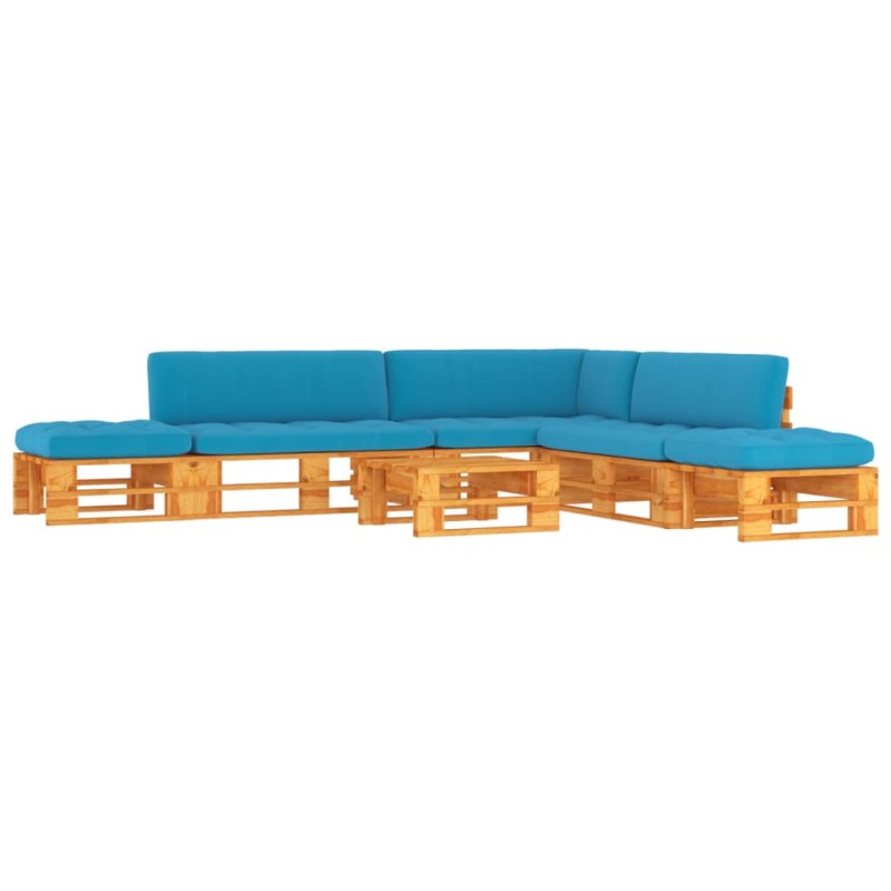 vidaXL Muebles de palets 6 pzas y cojines madera pino impregnada miel vidaXL Muebles de palets 6 pzas y cojines madera pino impregnada miel