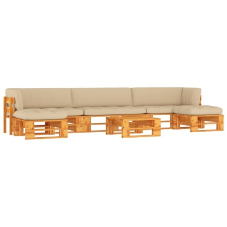 vidaXL Muebles de palets 6 pzas y cojines madera pino impregnada miel