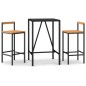 vidaXL Mesa bar y taburetes jardín 3 pzas madera acacia ratán PE negro