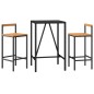 vidaXL Mesa bar y taburetes jardín 3 pzas madera acacia ratán PE negro
